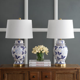 Hana Single-Light Table Lamps Set of 2 - Blue/White