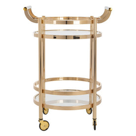 Sienna Two-Tier Round Bar Cart - Gold
