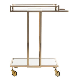 Capri Two-Tier Rectangle Bar Cart - Gold/Mirror