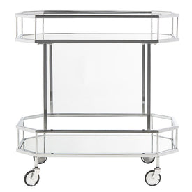 Silva Two-Tier Octagon Bar Cart - Silver/Mirror