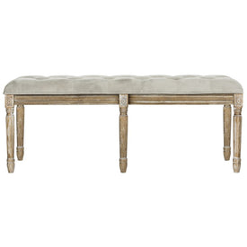 Rocha French Brasserie Tufted Traditional Bench - Gray/Rustic Oak