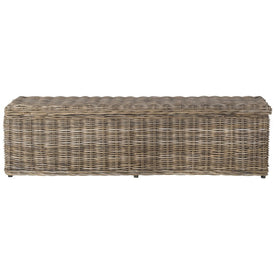 Caius Wicker Bench with Storage - Natural