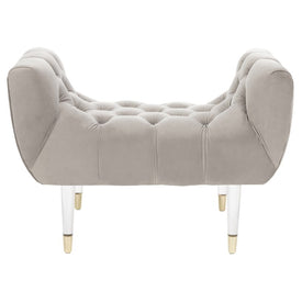 Eugenie Tufted Velvet Acrylic Bench - Pale Taupe