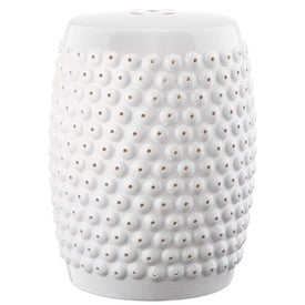 Stella Nail Head Stool - White