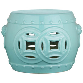 Mei Double Coin Garden Stool - Light Blue