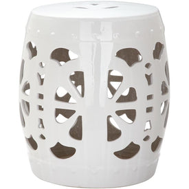 Stencil Blossom Garden Stool - White