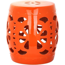 Stencil Blossom Garden Stool - Orange