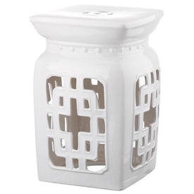 Beijing Filigree Garden Stool - White