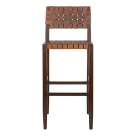 Paxton Woven Leather Bar Stool - Cognac