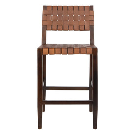 Paxton Woven Leather Counter Stool - Cognac