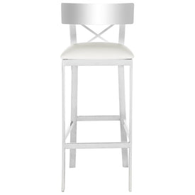 Zoey 39" Stainless Steel Cross Back Bar Stool - White/Chrome