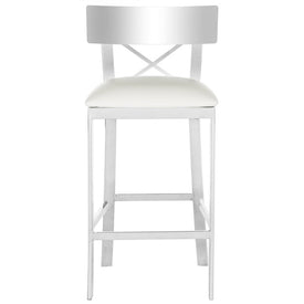 Zoey 35" Stainless Steel Cross Back Counter Stool - White/Chrome