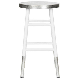 Kenzie Silver Dipped Counter Stool - White/Silver