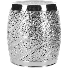 Liam Etched Stool - Silver