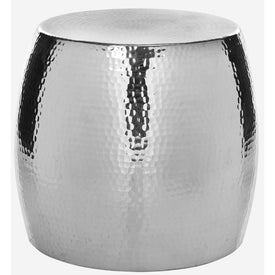 Odin Round Hammered Stool - Silver