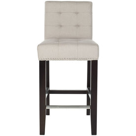 Thompson 23.9" Linen Counter Stool with Silver Nailheads - Taupe/Espresso