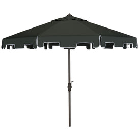 UV-Resistant Zimmerman 9 Ft Crank Market Push Button Tilt Umbrella with Flap - Dark Green