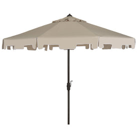 UV-Resistant Zimmerman 9 Ft Crank Market Push Button Tilt Umbrella with Flap - Beige