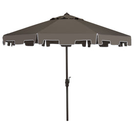 UV-Resistant Zimmerman 9 Ft Crank Market Push Button Tilt Umbrella with Flap - Gray