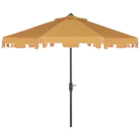UV-Resistant Zimmerman 9 Ft Crank Market Push Button Tilt Umbrella with Flap - Yellow with White