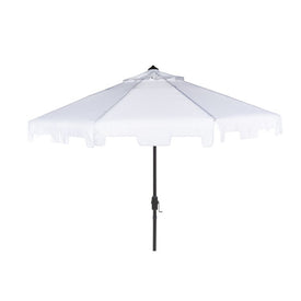 UV-Resistant Zimmerman 9 Ft Crank Market Push Button Tilt Umbrella with Flap - White - OPEN BOX