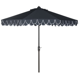 UV-Resistant Elegant Valance 9 Ft Auto Tilt Umbrella - Navy/White