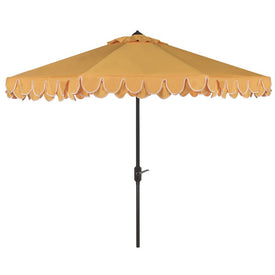 UV-Resistant Elegant Valance 9 Ft Auto Tilt Umbrella - Yellow with White