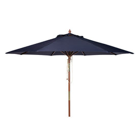 Cannes 9 Ft Wooden Outdoor Umbrella - Navy