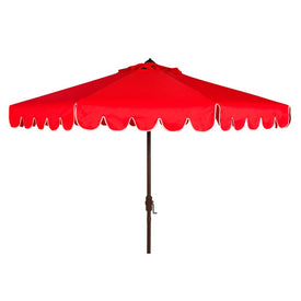 Venice Single Scallop 9 Ft Crank Outdoor Push Button Tilt Umbrella - Red/White