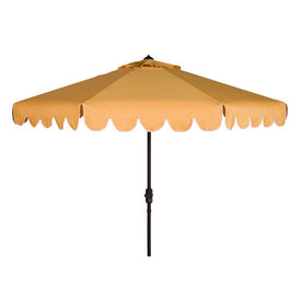 Venice Single Scallop 9 Ft Crank Outdoor Push Button Tilt Umbrella - Yellow with White