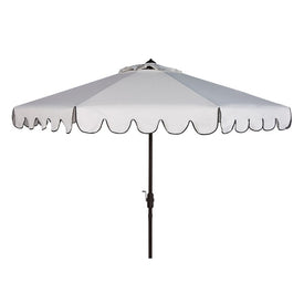 Venice Single Scallop 9 Ft Crank Outdoor Push Button Tilt Umbrella - White/Black