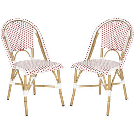 Salcha Indoor/Outdoor French Bistro Stacking Side Chairs Set of 2 - Red/White/Light Brown