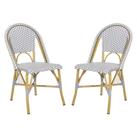 Salcha Indoor/Outdoor French Bistro Stacking Side Chairs Set of 2 - Gray/White/Light Brown