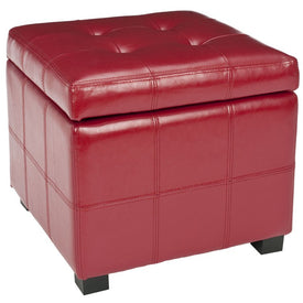 Maiden Square Tufted Ottoman - Red/Black
