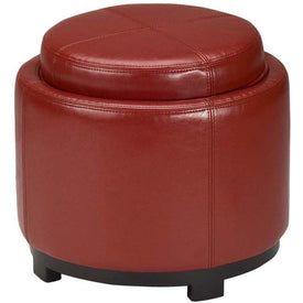 Chelsea Round Tray Ottoman - Red/Black