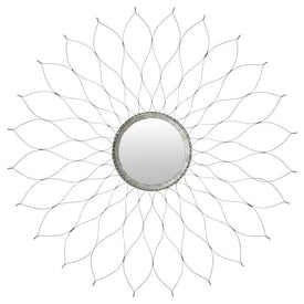 Flower Wall Mirror - Silver