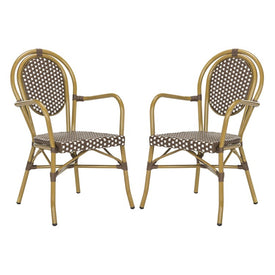 Rosen French Bistro Stacking Armchairs Set of 2 - Brown/White
