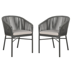 Matteo Stackable Rope Chairs Set of 2 - Gray/Gray Cushion