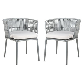 Kiyan Rope Chairs Set of 2 - Gray/Gray Cushion