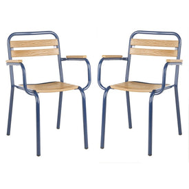 Rayton Stackable Chairs Set of 2 - Navy/Brown