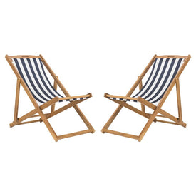 Loren Foldable Sling Chairs Set of 2 - Natural/Navy/White