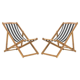 Loren Foldable Sling Chairs Set of 2 - Natural/Black/White