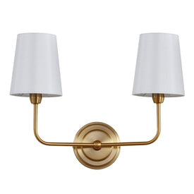 Ezra Two-Light Two Light Wall Sconce - Brass/White Shade