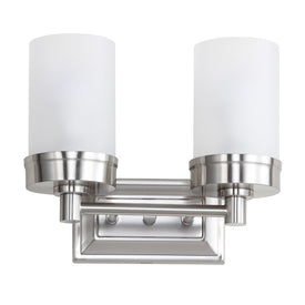 Kylan Two-Light Two Light Bathroom Wall Sconce - Bronze/White Frosted Glass