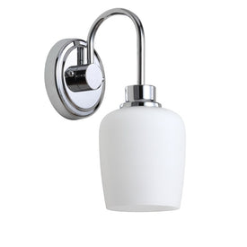 Casen Single-Light Bathroom Wall Sconce - Iron/White Frosted Glass