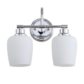 Rayden Two-Light Two Light Bathroom Wall Sconce - Iron/White Frosted Glass