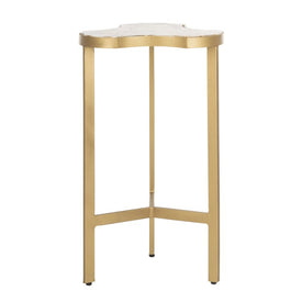 Suki Agate Tripod Accent Table - White/Gold