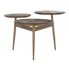 Ian Three Circle Accent Table - Rustic Honey/Gold