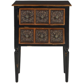 Kenneth Two-Drawer Side Table - Dark Brown