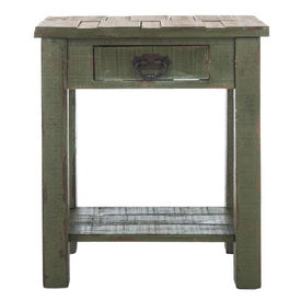 Alfred End Table with Storage Drawer - Antique Green